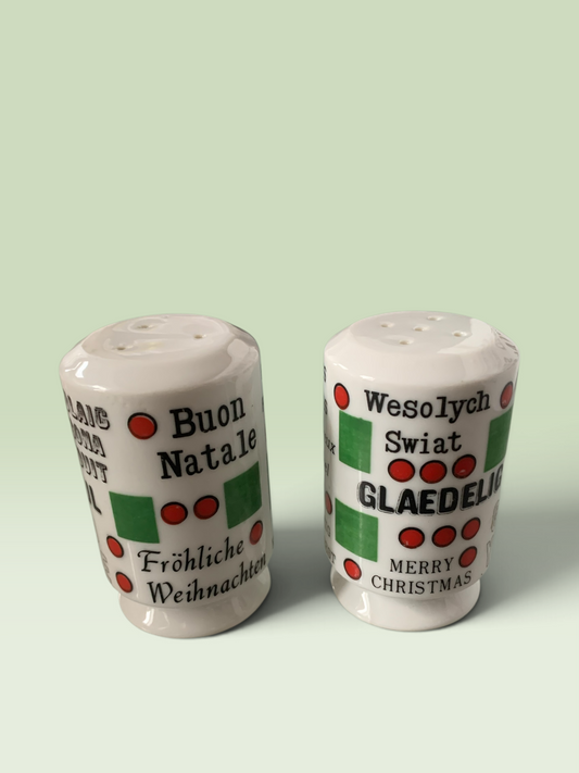 27123 - Multi Language Ceramic Salt Pepper Shakers 4" |TBD|