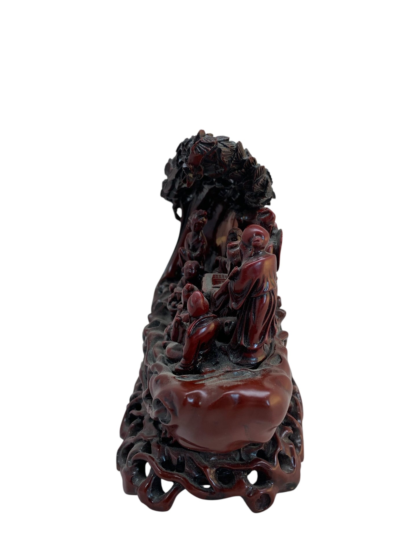 10681 - 9" 8 Red Soapstone Monks - On Boat |Z-78|