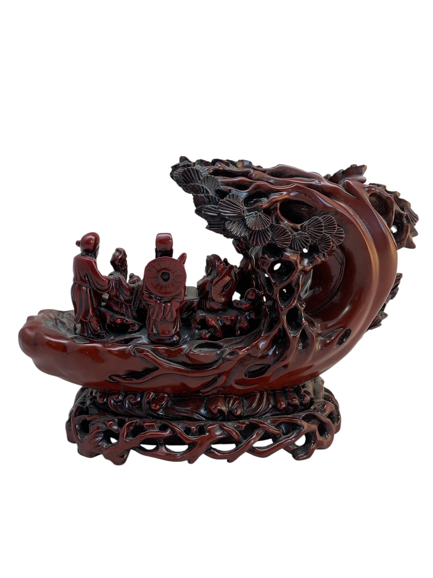 10681 - 9" 8 Red Soapstone Monks - On Boat |Z-78|