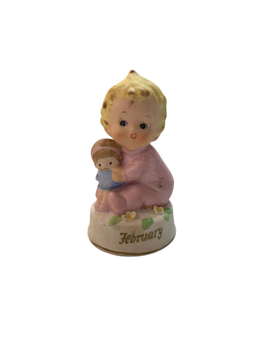 36976 - Napco May Birthday Month February Bisque Porcelain 3.25" Vintage Figurine |H-10|