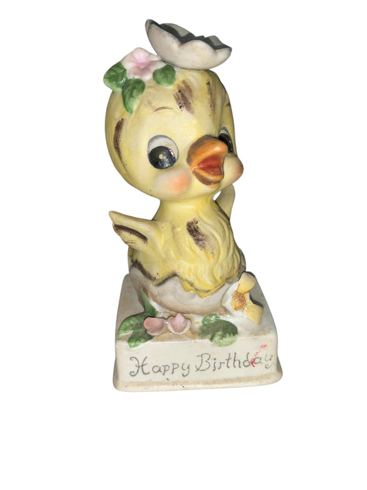 34987 - Vintage Lefton Happy Birthday Ceramic 4" Duck |H-10|