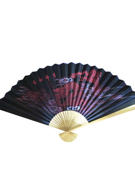 33669 - 35" Fan Black Red Smoke Dragon |Box 15|