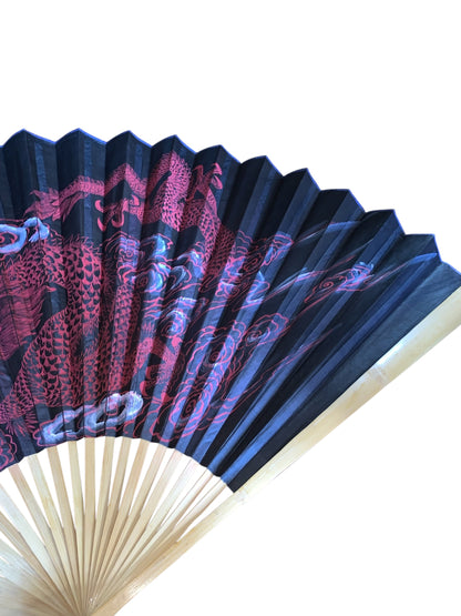 33669 - 35" Fan Black Red Smoke Dragon |Box 15|