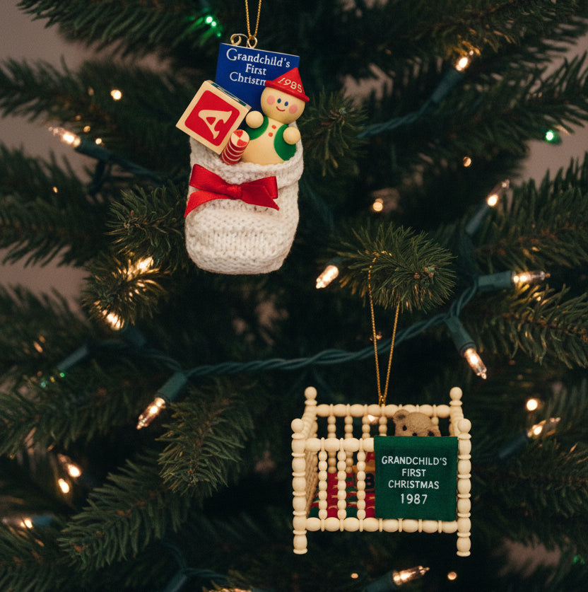 5562 - Hallmark Set of Two Grandchilds First Christmas 1987 Ornament |TBD|