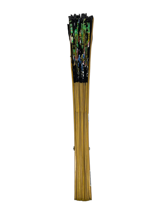 38351 - 24" Wood fan w Green Dragons Design |W-25|