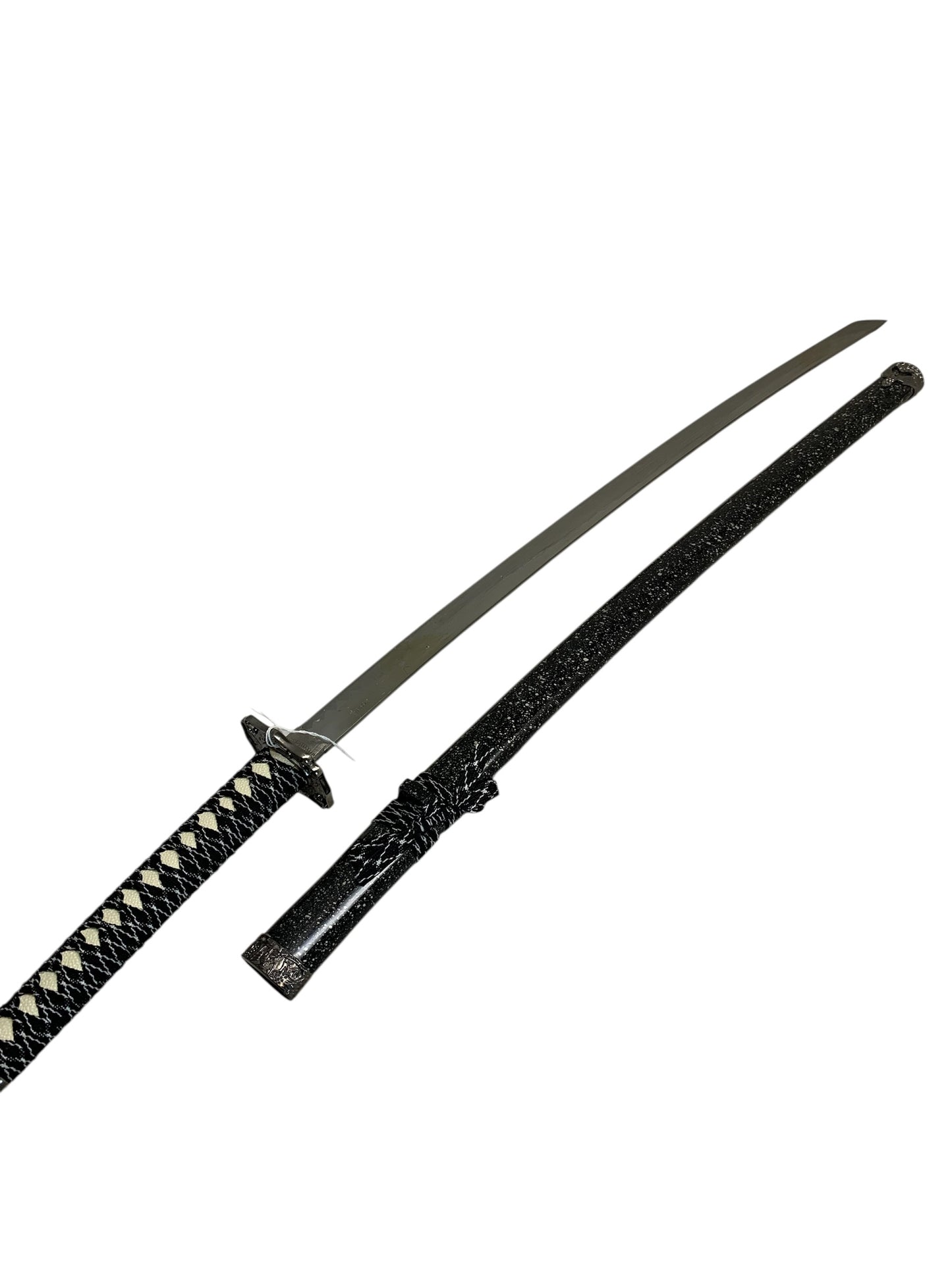 29678 - Black and White 38" Steel Katana 10" Cloth Hilt |215|