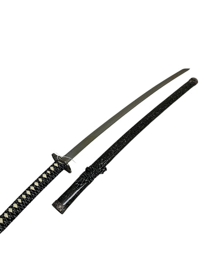 29678 - Black and White 38" Steel Katana 10" Cloth Hilt |215|