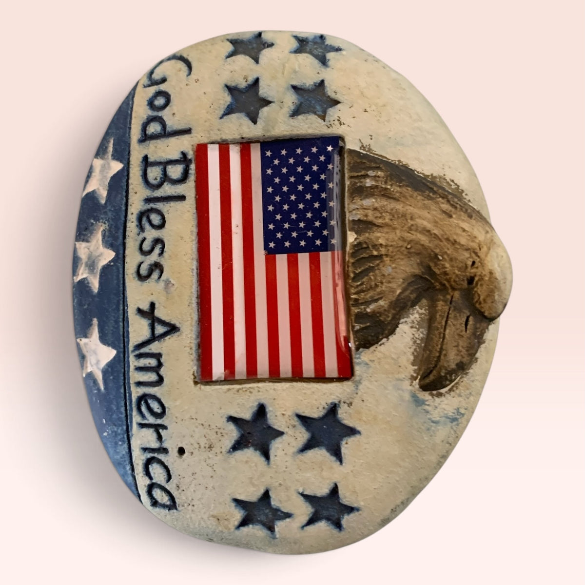 28055 - God Bless American Flag 4" Stone |TBD|