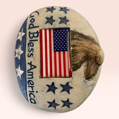 28055 - God Bless American Flag 4" Stone |TBD|