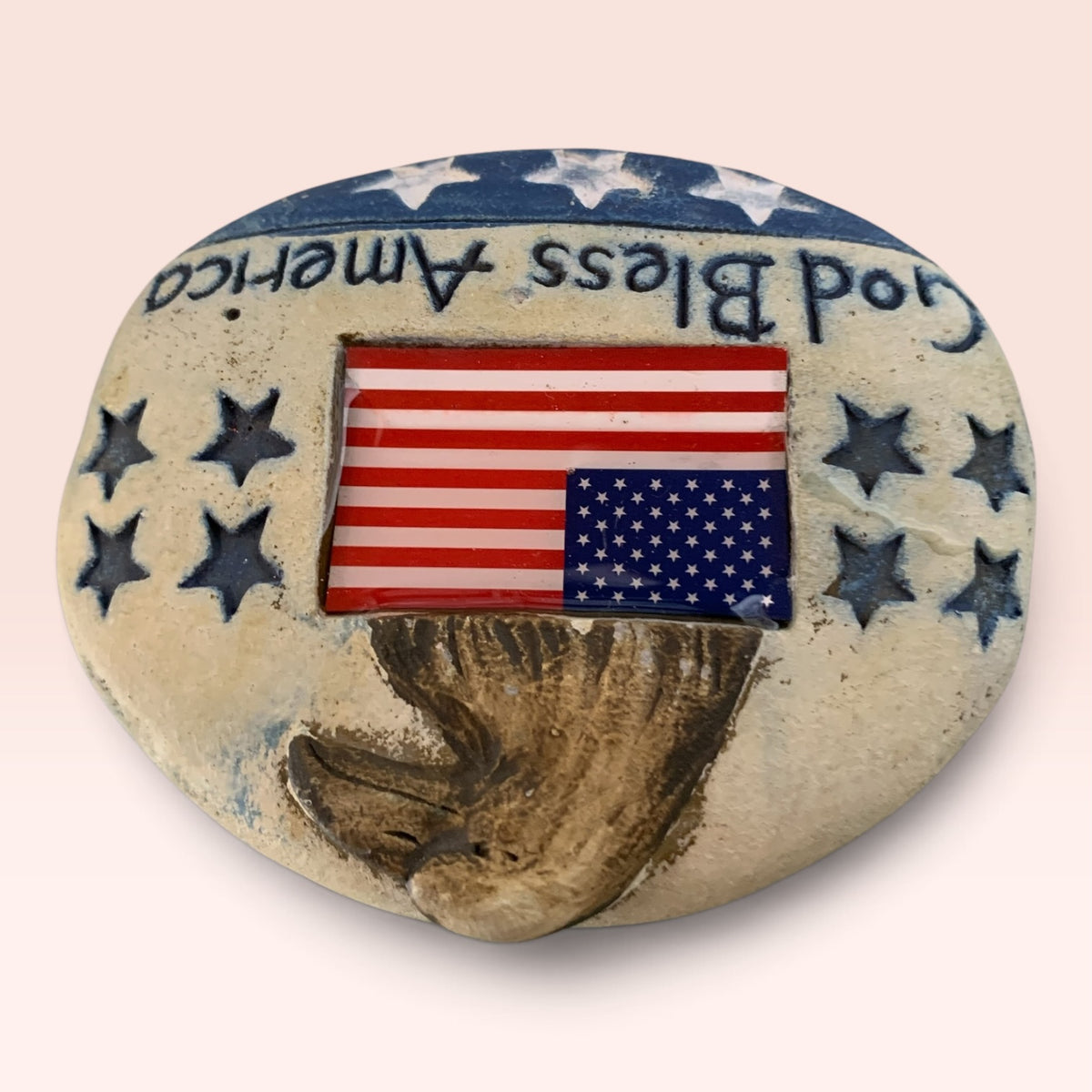28055 - God Bless American Flag 4" Stone |TBD|