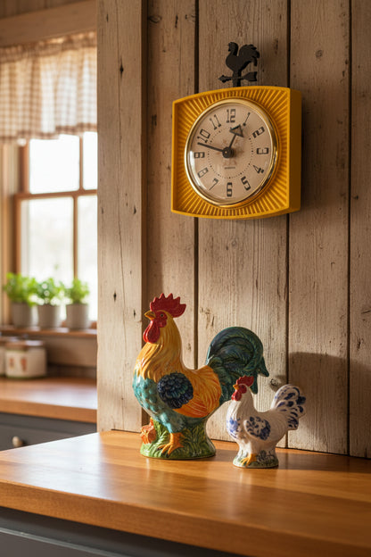 28146 - Yellow Vintage Rooster Clock 10" |TBD|