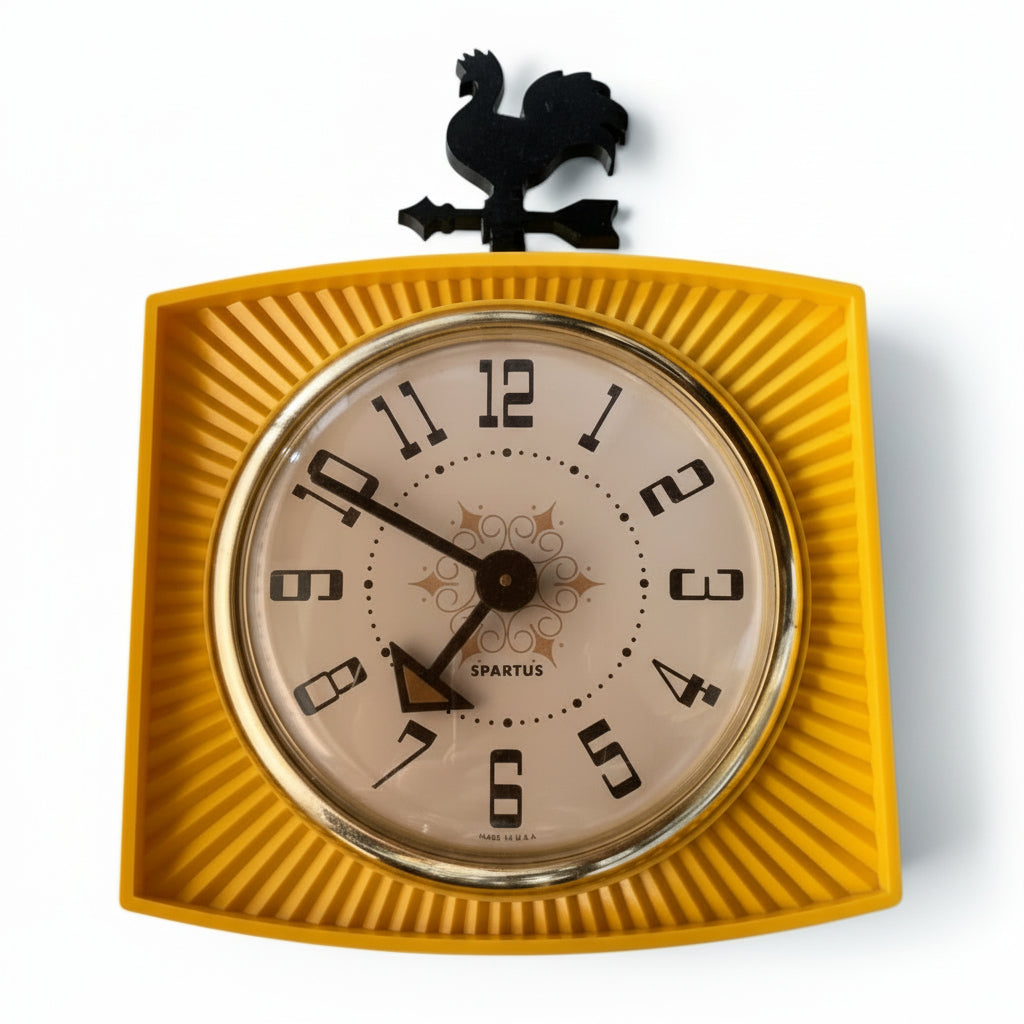 28146 - Yellow Vintage Rooster Clock 10" |TBD|