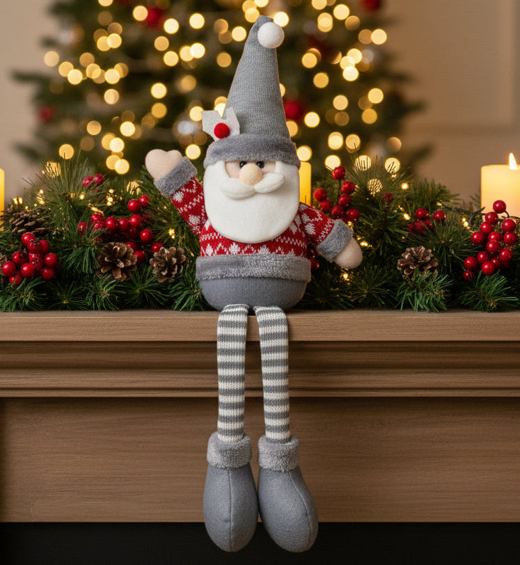 24167 - Santa Shelf Sitter In Grey/Red 22" |Pod 2-2|