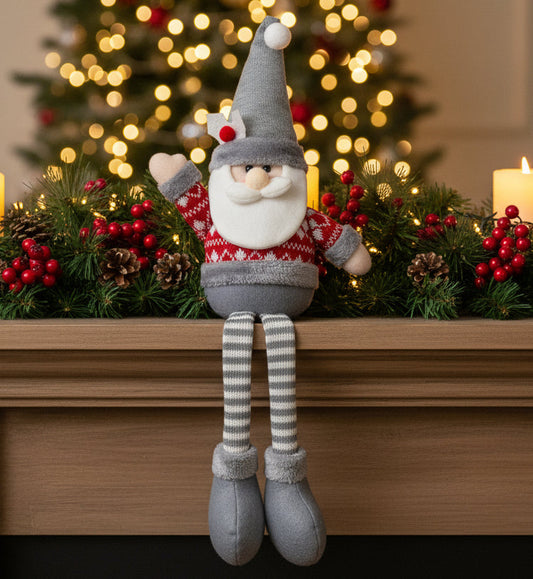 24167 - Santa Shelf Sitter In Grey/Red 22" |Pod 2-2|