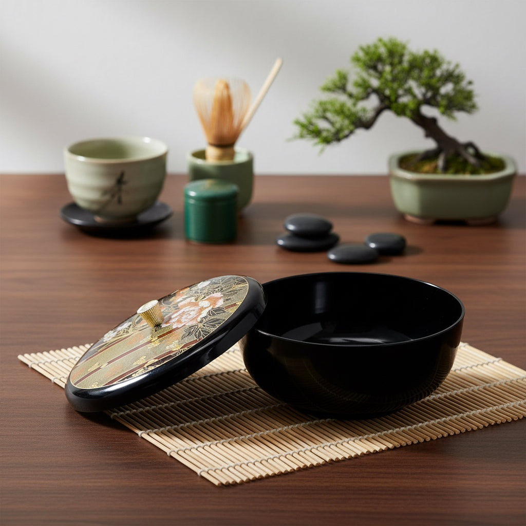 21072 - 7" Black Lacquer Bowl w Lid - |TBD|