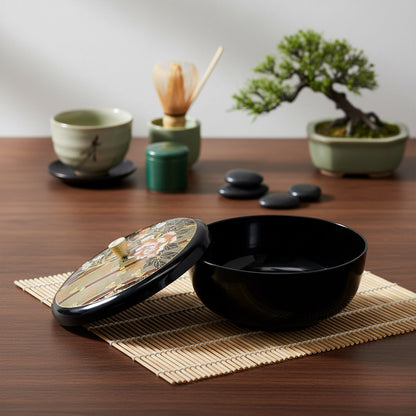 21072 - 7" Black Lacquer Bowl w Lid - |TBD|