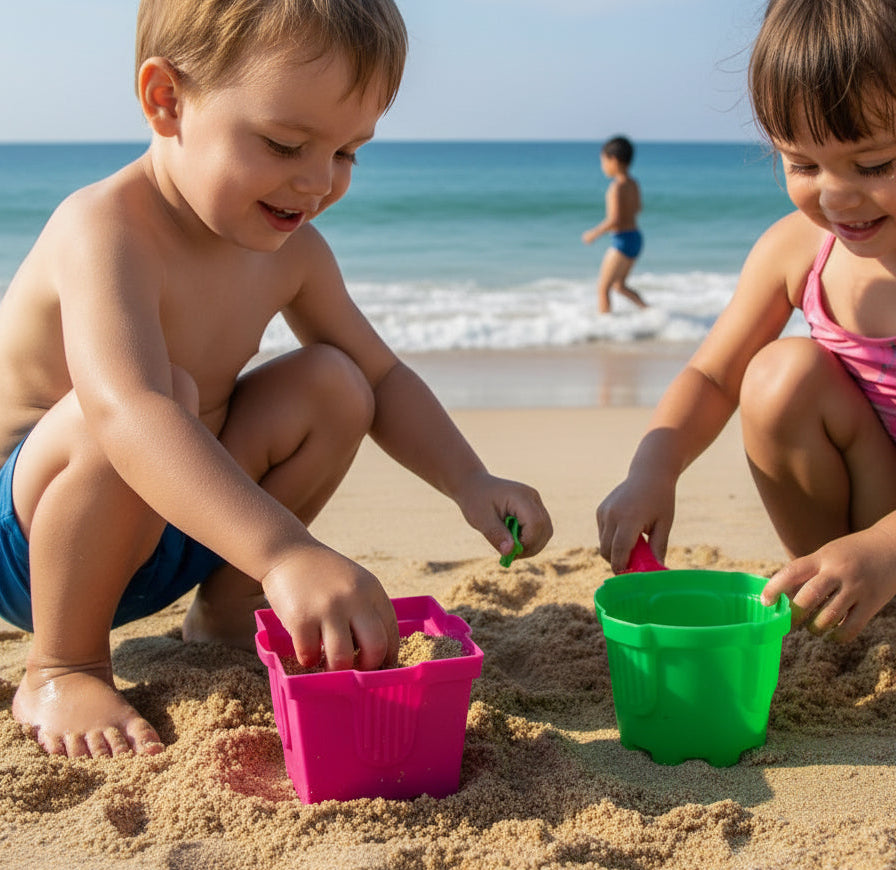 48445 - Pink and Green Sandcastle Bucket Sets 4" Depth 5" Diameter |TBD|