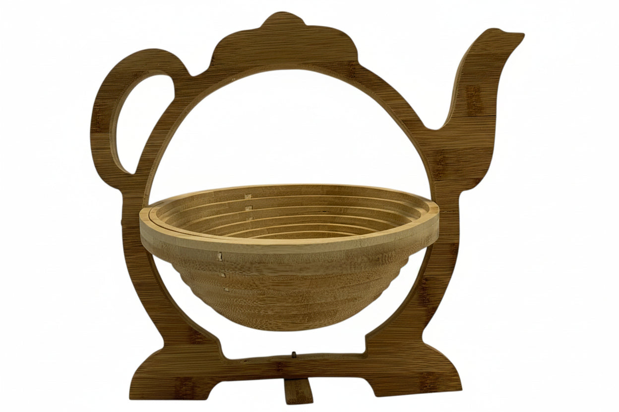 15276 - Foldable Bamboo Basket Tea Pot 9" |12-24|