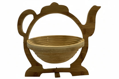 15276 - Foldable Bamboo Basket Tea Pot 9" |12-24|