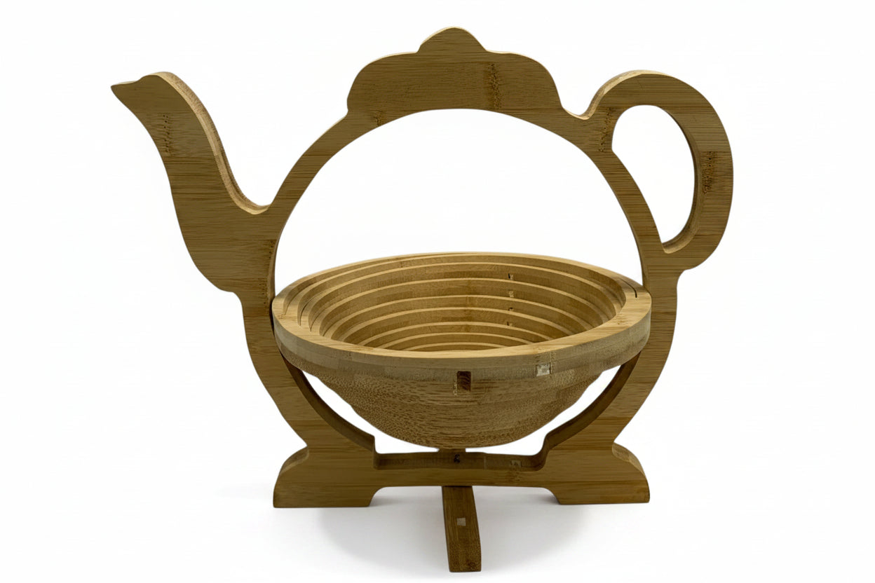 15276 - Foldable Bamboo Basket Tea Pot 9" |12-24|