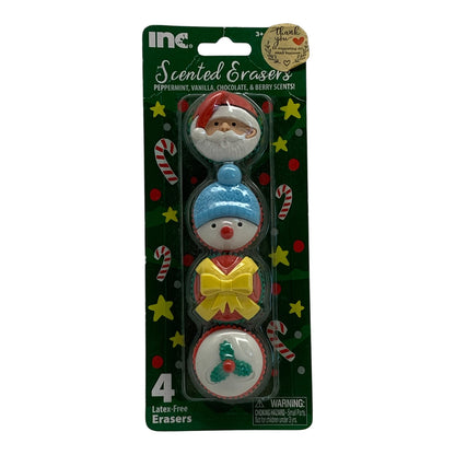 29199 - 1" Christmas Scented Erasers Pack of 4 |2-16|