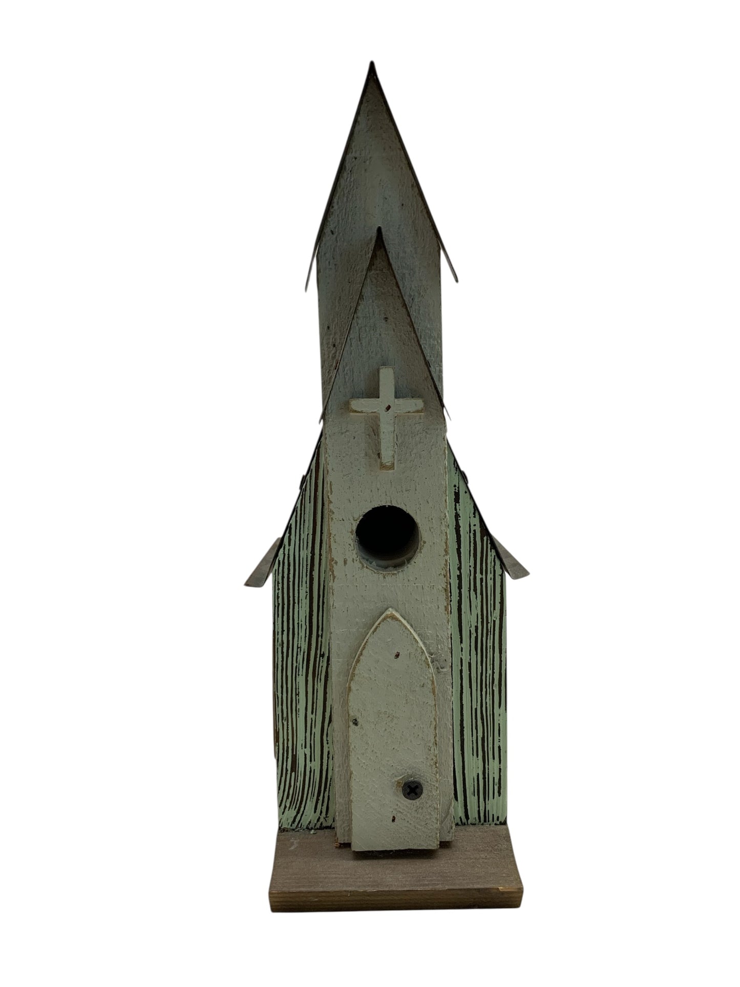 34821 - 12" Metal and Wood Church Birdhouse |TBD|