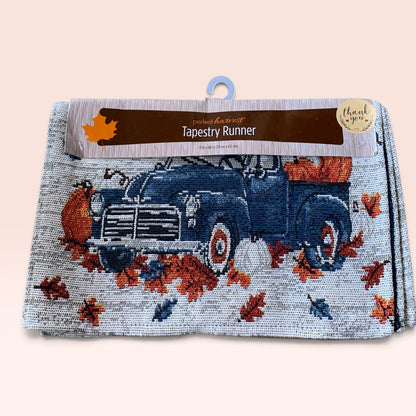 32494 - Blue Truck Tapestry Runner 13" |22-4|
