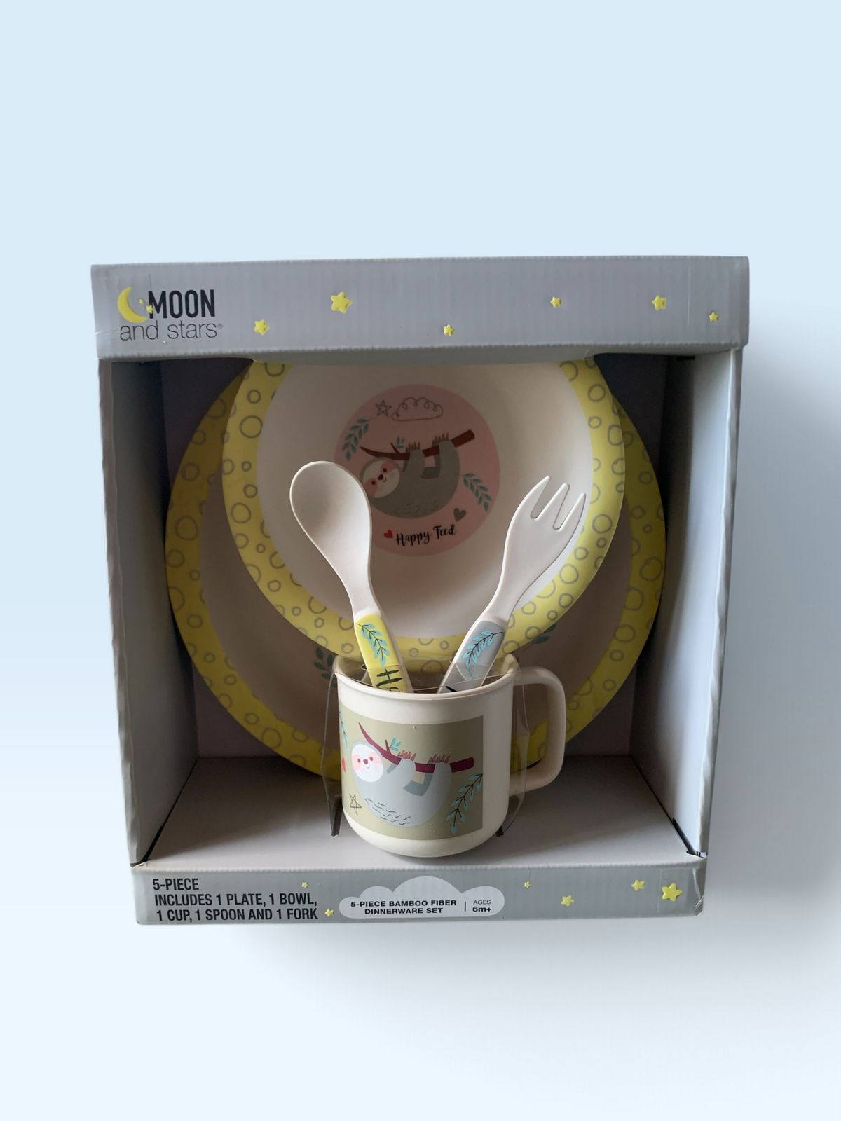 34119 - 5 Piece Sloth Dinnerware Set |7-22| Sent to pics 9/26 GK