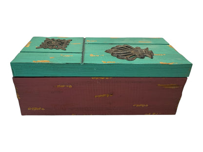 12577 - Rustic Hinged Large Wood Box Embellished 6X16X7" |TBD|