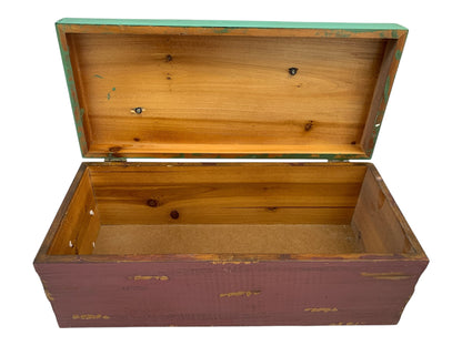 12577 - Rustic Hinged Large Wood Box Embellished 6X16X7" |TBD|
