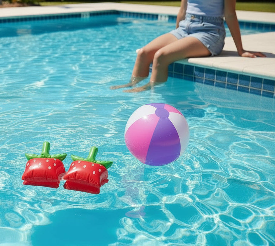 29717 - 28" Fish Swim Ring, 16" Beach Ball, Whale Ride-On, Watermelon Swim Armbands Set |TBD|