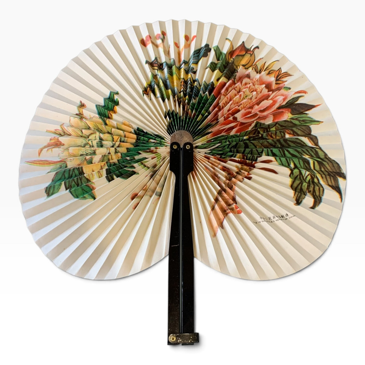 17201 - Two Birds/Yellow & Pink Flowers Fan 5" |W-18|