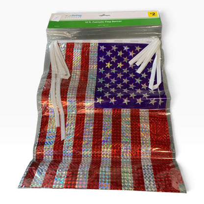 15392 - 12 ft Patriotic Flag Banner and Patriotic Star -|23-1|