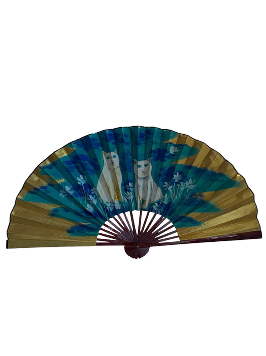 15684 - 45" Hand Painted Wall Fan Cats |W-20|