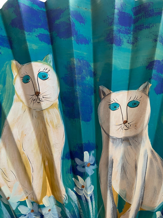 15684 - 45" Hand Painted Wall Fan Cats |W-20|
