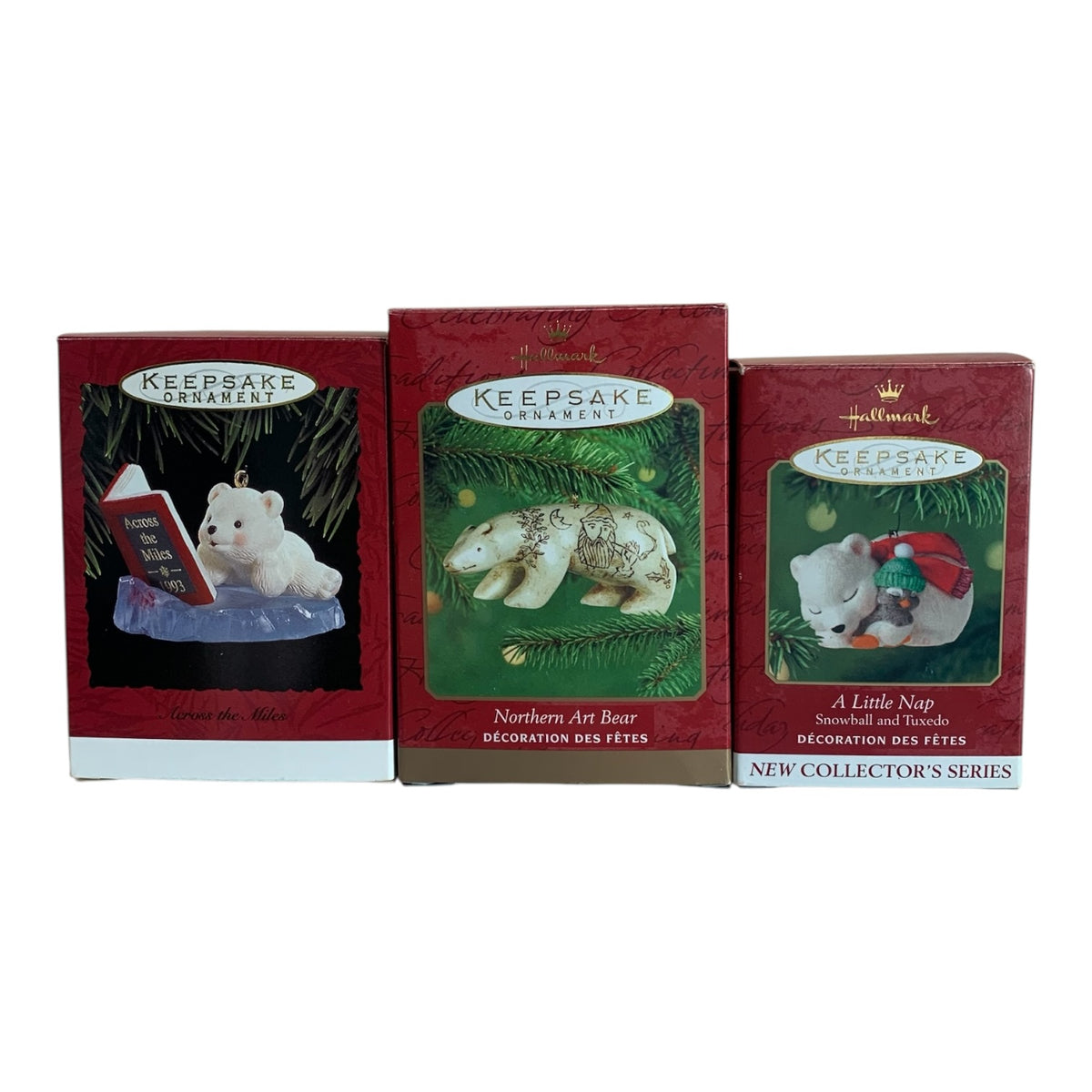 6037 - Hallmark Keepsake Bear Ornaments: Across the Miles, Northern Art Bear & A Little Nap 4" |TBD|