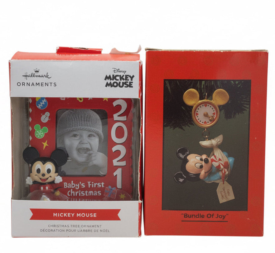 6069 - Hallmark Set of Two Mickey Mouse Ornaments-Dated 2021, Bundle of Joy |TBD|