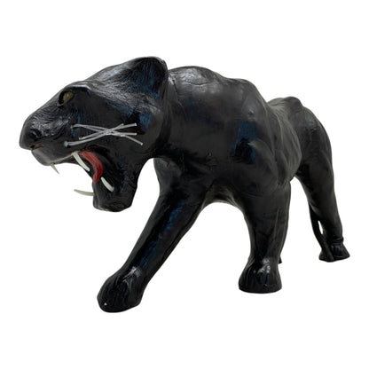 15780 - 14" Black Leather Panther Cat |Z-06|