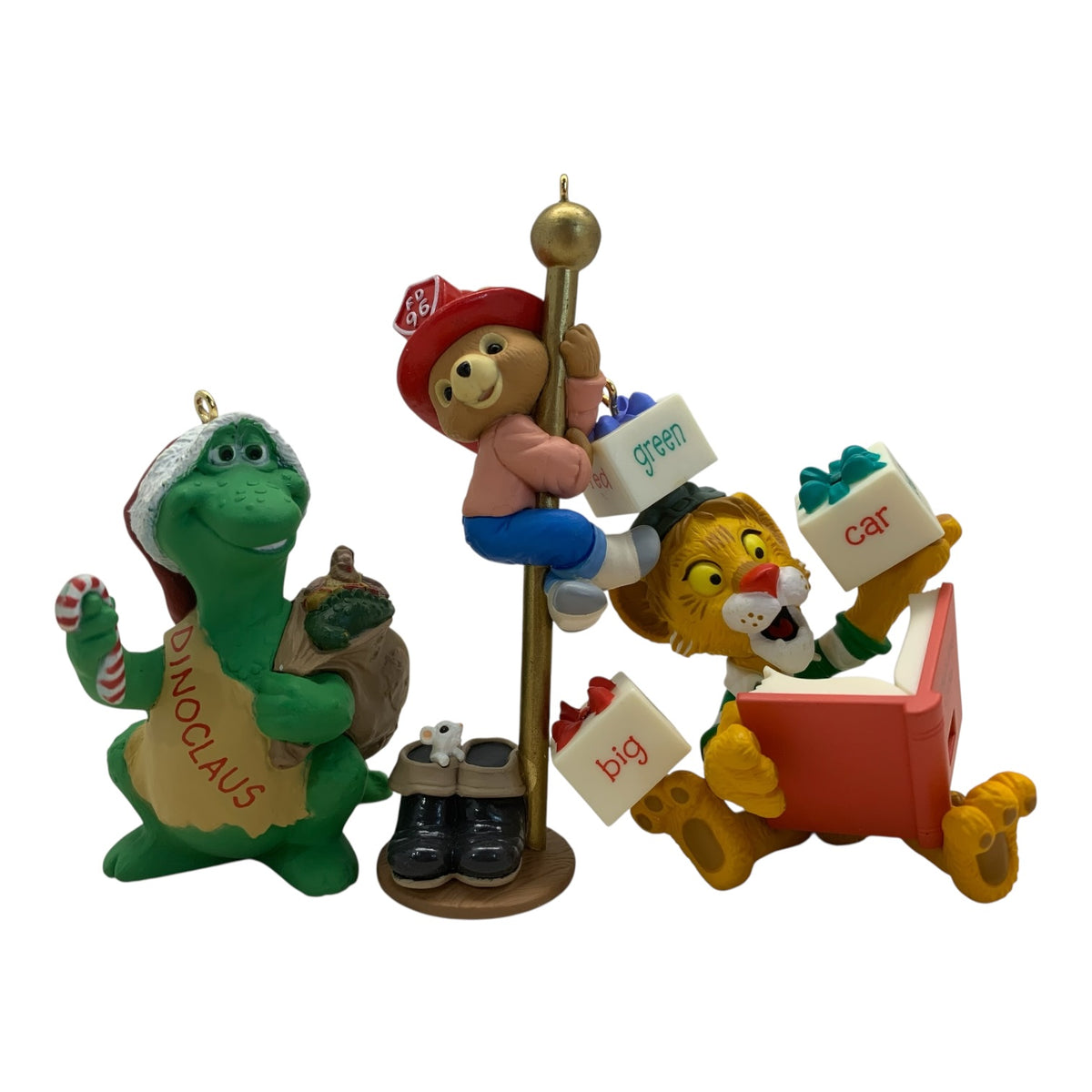 15735 - Hallmark Set of Three Dinoclaus 1991, Lionel Plays with Words, Hurring Downstairs Ornaments |TBD|