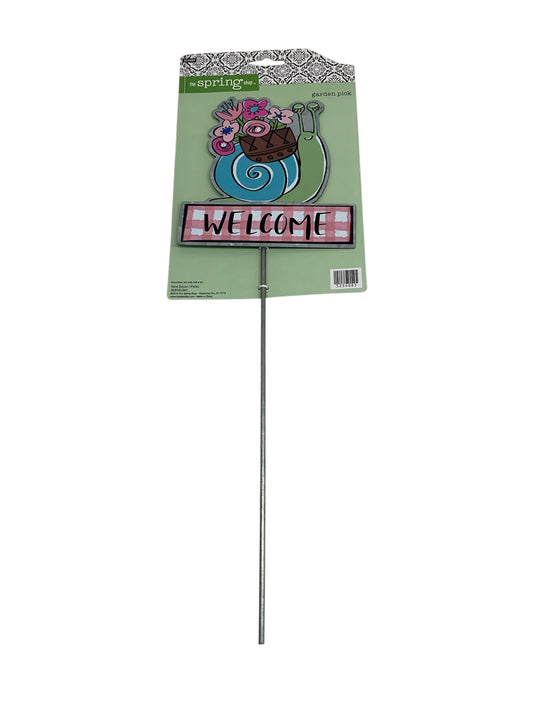 511 - 16" Welcome Snail Metal Plant Stake Whimsical Outdoor Garden Decor |TBD|