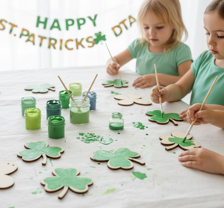 41816 - Set of Two 16-Piece Total Shamrock Garland DIY Wood Set 4" |TBD|