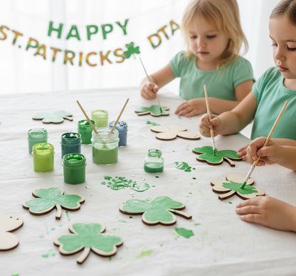 41816 - Set of Two 16-Piece Total Shamrock Garland DIY Wood Set 4" |TBD|