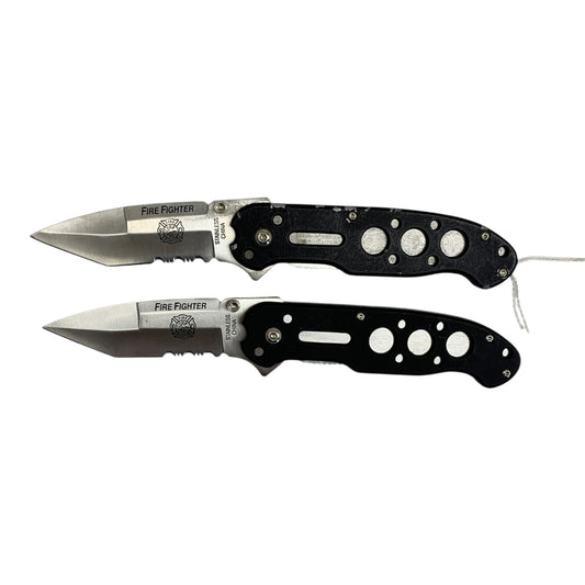2422 - 2 Pack 3" Blade Black "Fire Fighter" Pocket Knife |110/Store|