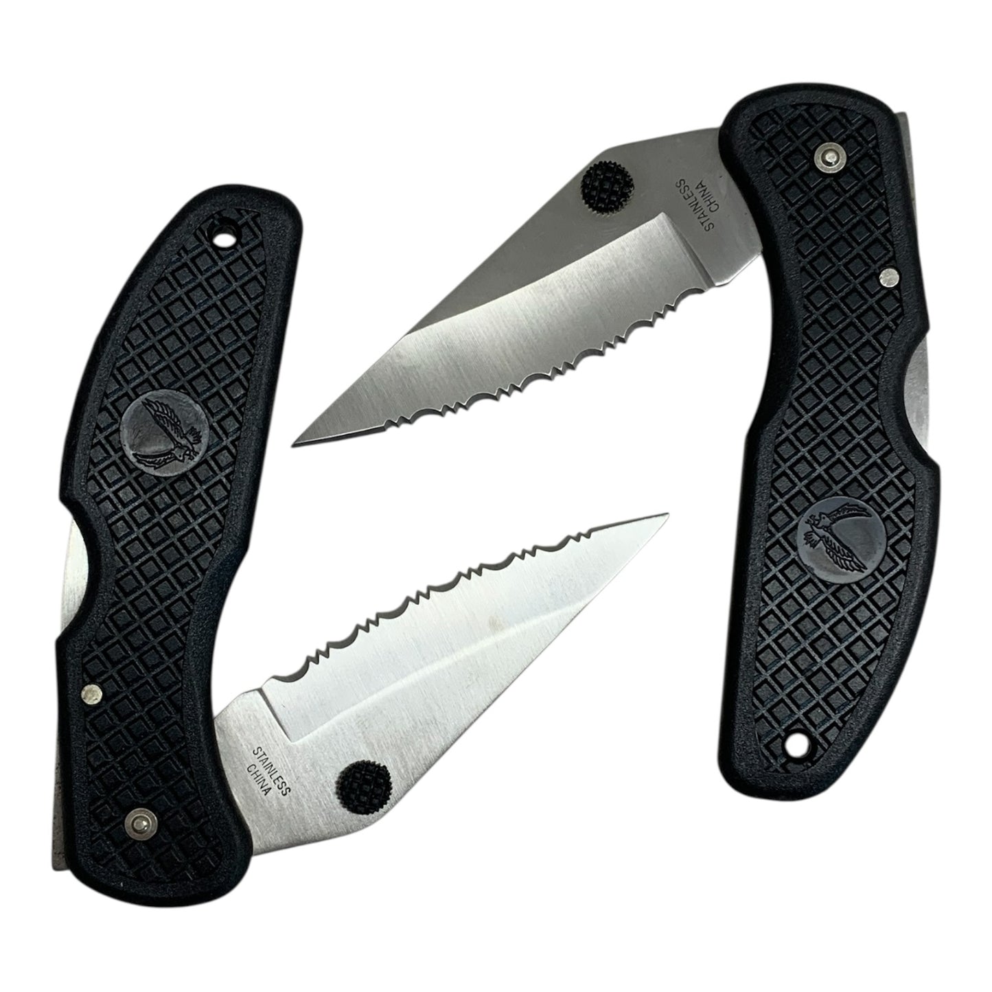 14820 - 2 Pack 9" Folding Black With Eagle Pocket Knife |77|
