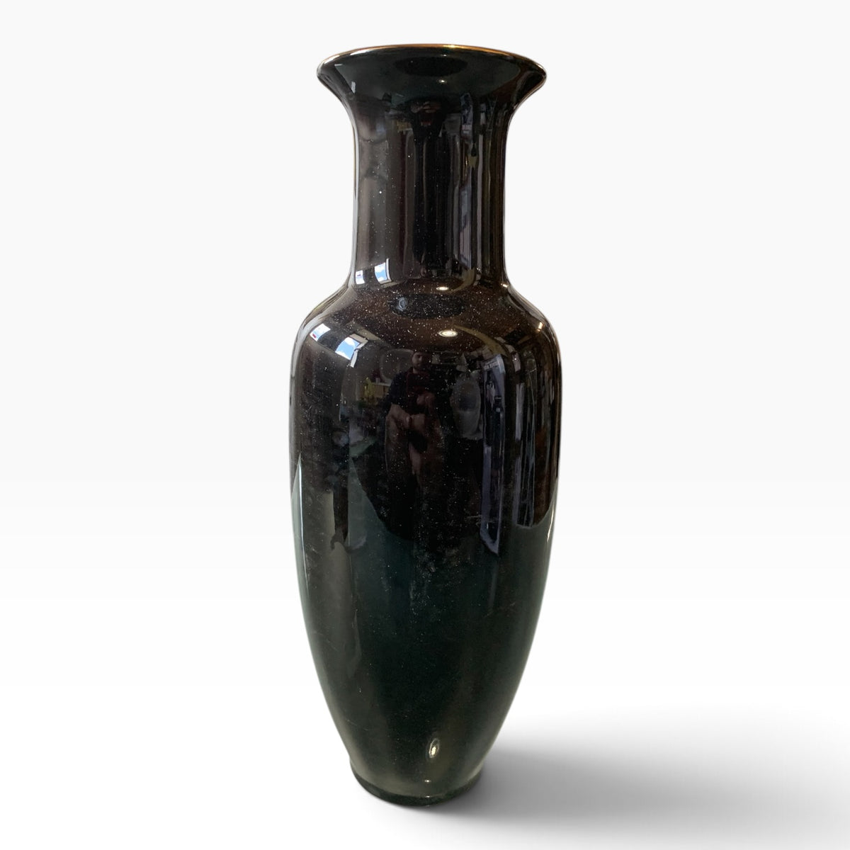 18029 - 11" Black Vase With Blue Jay Flower |23-1|
