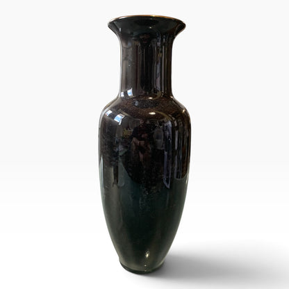 18029 - 11" Black Vase With Blue Jay Flower |23-1|