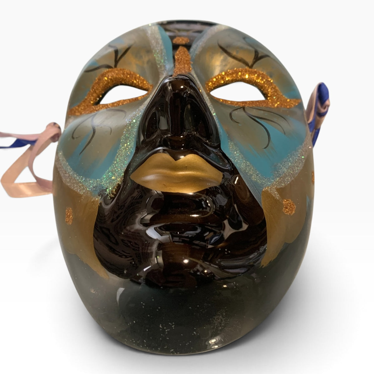 22129 - Earthenware Mask Black Gold 8" |F-18|