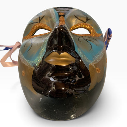 22129 - Earthenware Mask Black Gold 8" |F-18|