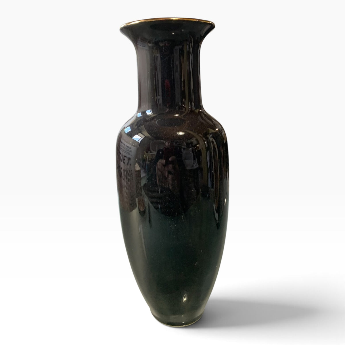 18028 - 11" Black Vase with Birds and Yellow Flowers |25-8|