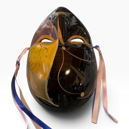 22131 - Earthenware Mask Black Purple 8" |8-F-18|